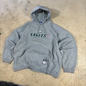 Vintage Reebok Philadelphia Eagles NFL Team Apparel Hoodie Gray Mens 2XL